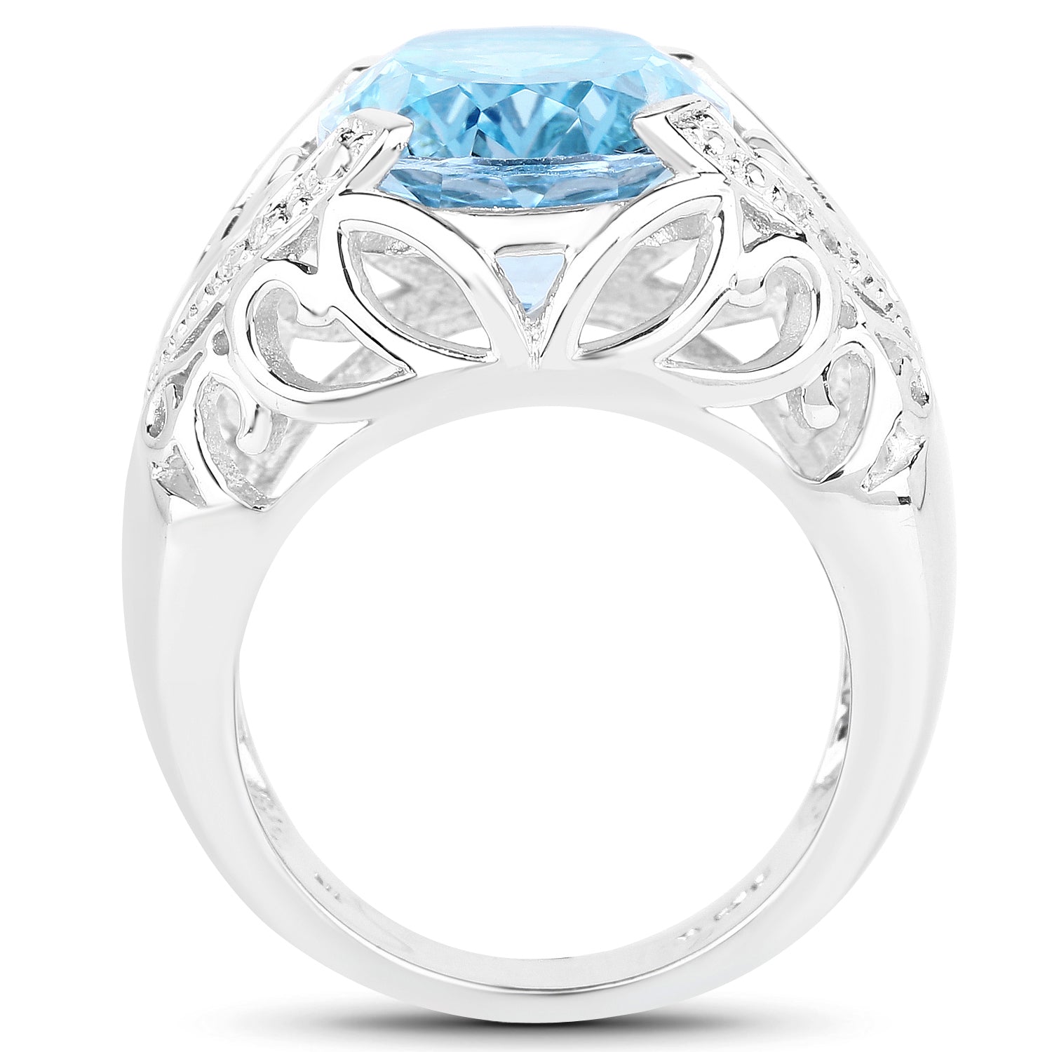 11.29 Carat Genuine Blue Topaz and White Topaz .925 Sterling Silver Ring by Bids.com