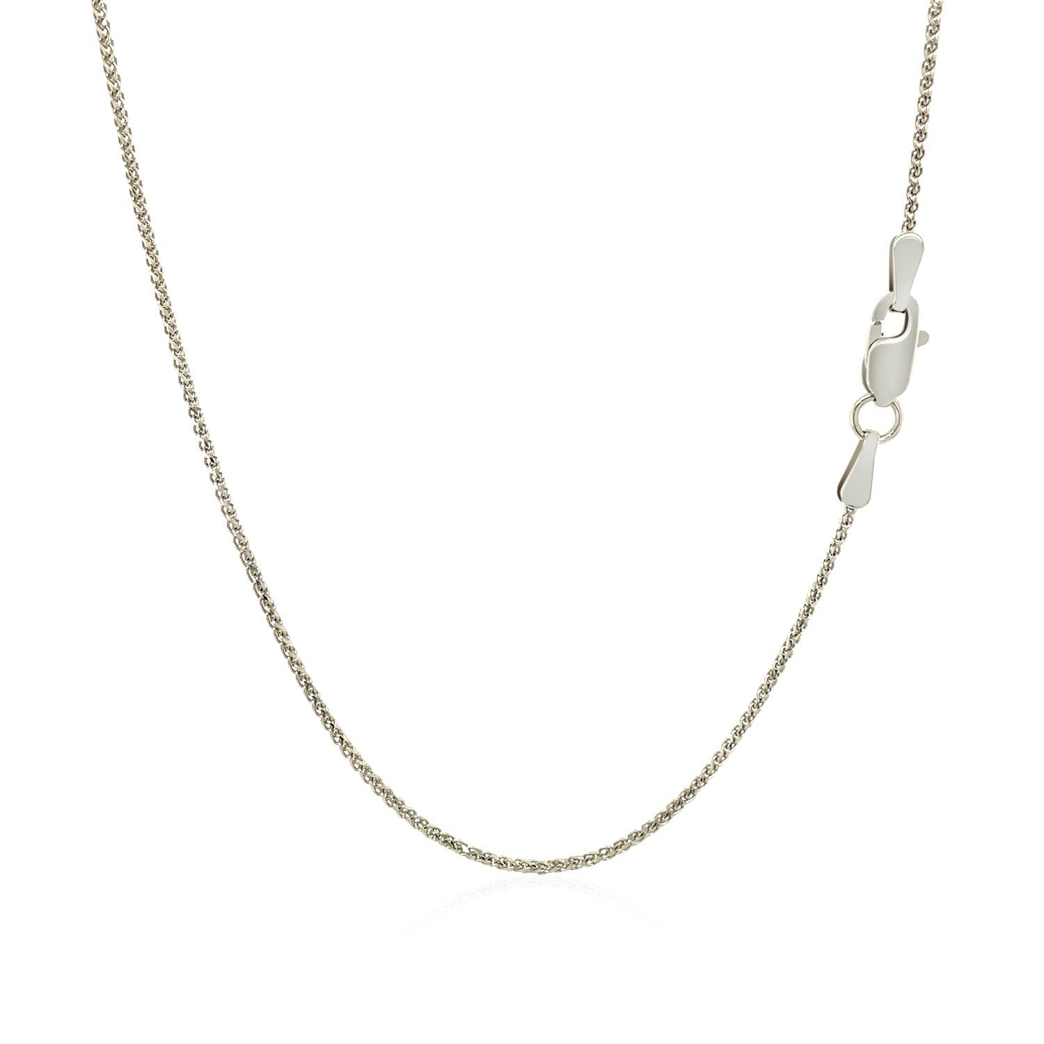 14k White Gold Diamond Cut Round Wheat Chain 1.0mm by Bids.com