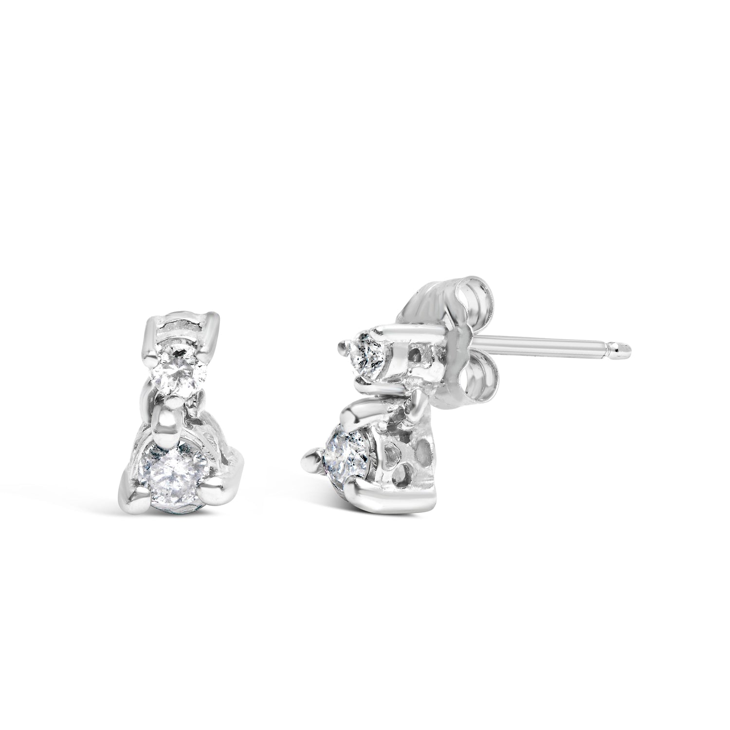 14K White Gold 1/4 Cttw Double Diamond Drop and Dangle Stud Earrings (H-I Color, SI1-SI2 Clarity) by Bids.com