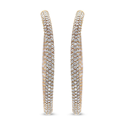 18K Rose Gold 6.90 Cttw Pave Set Diamond Inside Out Eternity Hoop Earrings (F-G Color, VS1-VS2 Clarity) by Bids.com