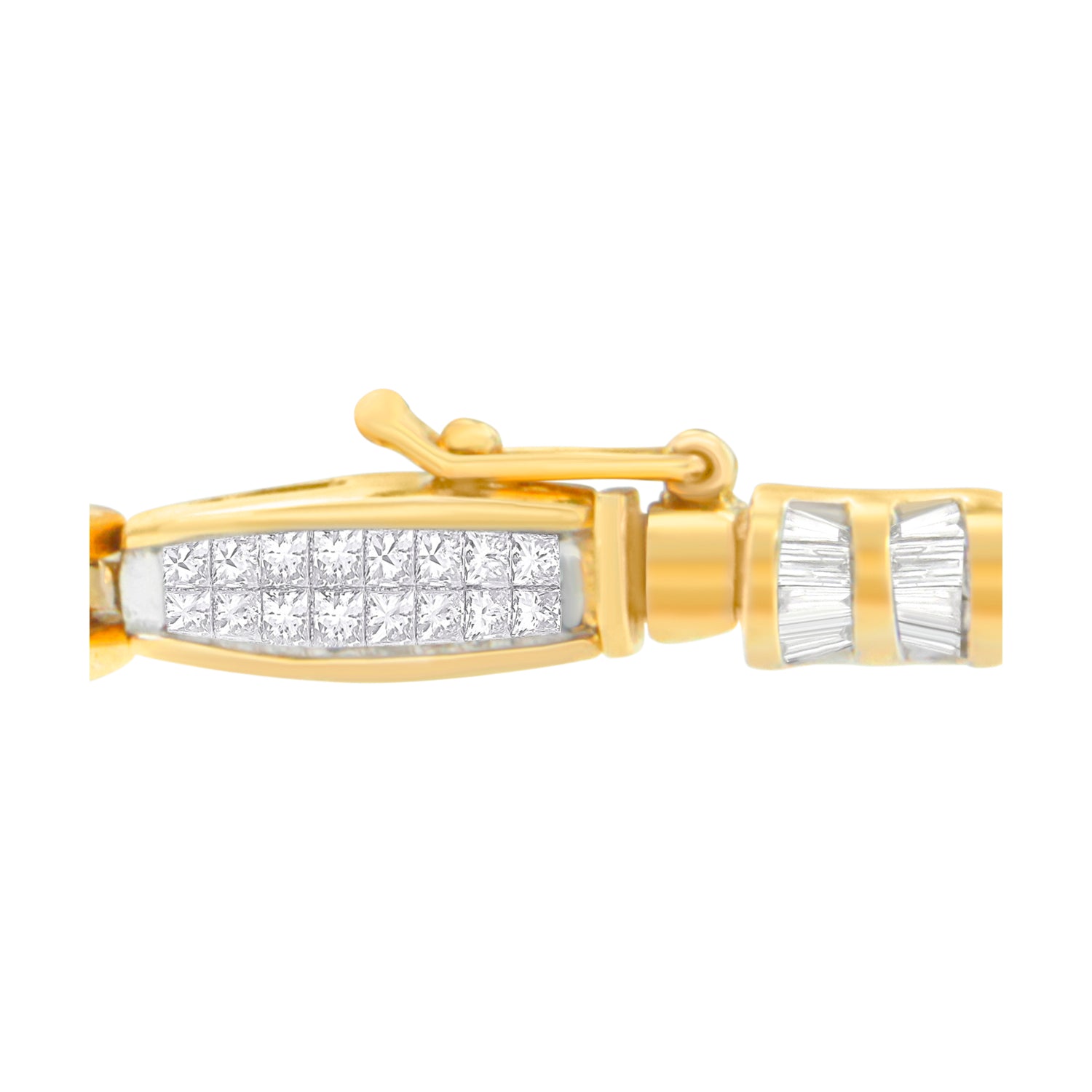 14K Yellow Gold Princess and Baguette Cut Diamond Beaded Bracelet (3.00 cttw, H-I Color, SI1-SI2 Clarity) by Bids.com