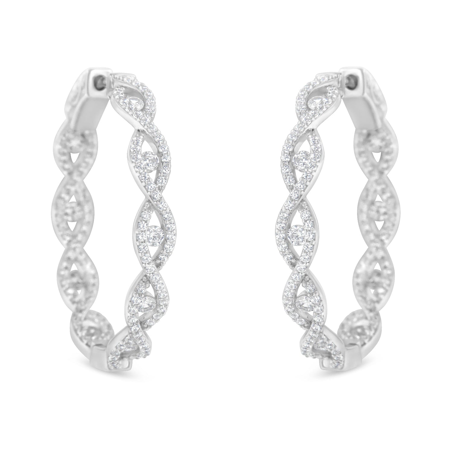 10K White Gold Diamond Hoop Earrings (1 1/2 cttw, H-I Color, I1-I2 Clarity) by Bids.com