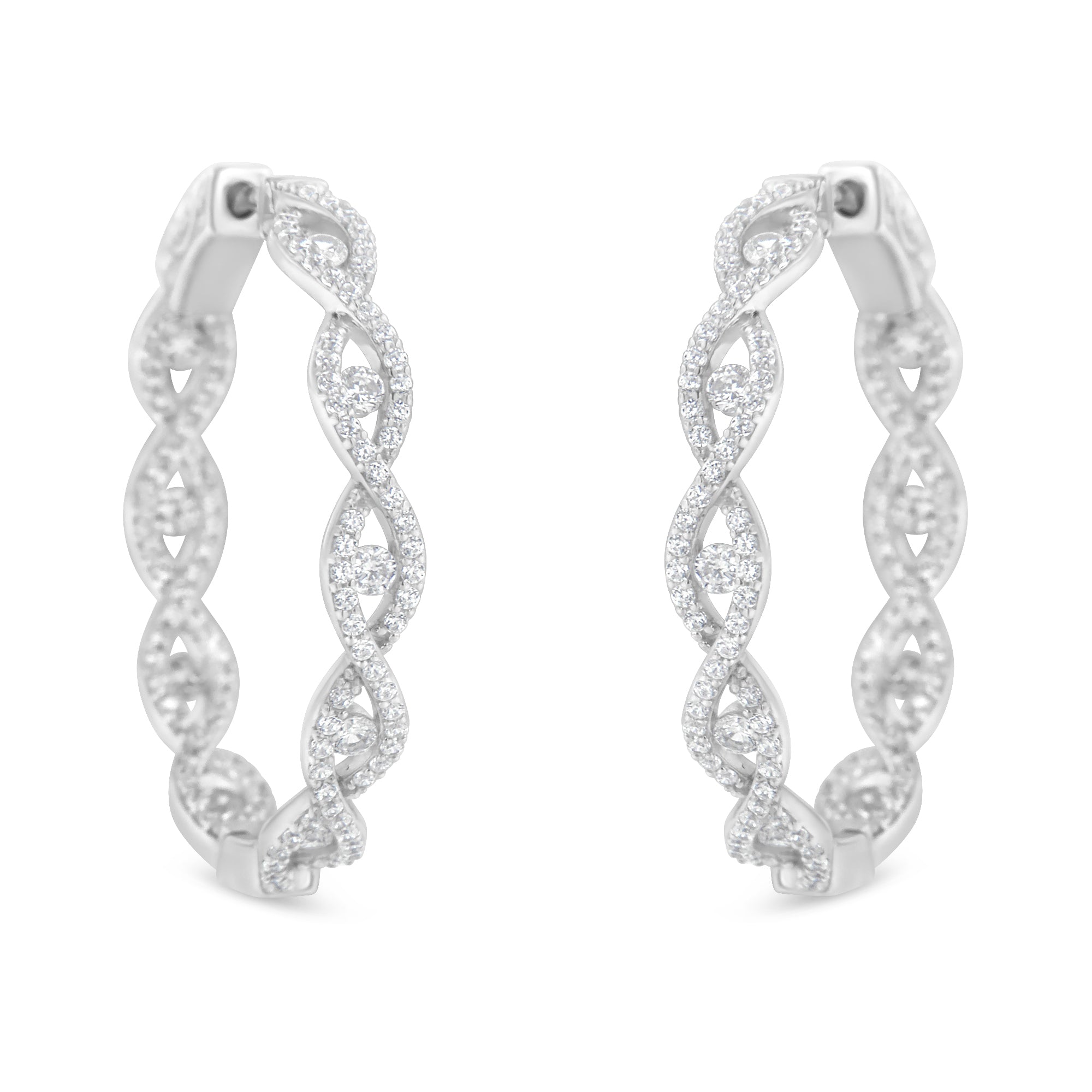 10K White Gold Diamond Hoop Earrings (1 1/2 cttw, H-I Color, I1-I2 Clarity) by Bids.com