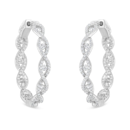 10K White Gold Diamond Hoop Earrings (1 1/2 cttw, H-I Color, I1-I2 Clarity) by Bids.com