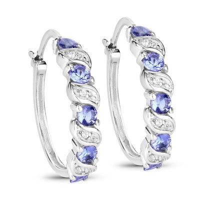 1.08 Carat Genuine Tanzanite and White Topaz .925 Sterling Silver Earrings  DestGlow