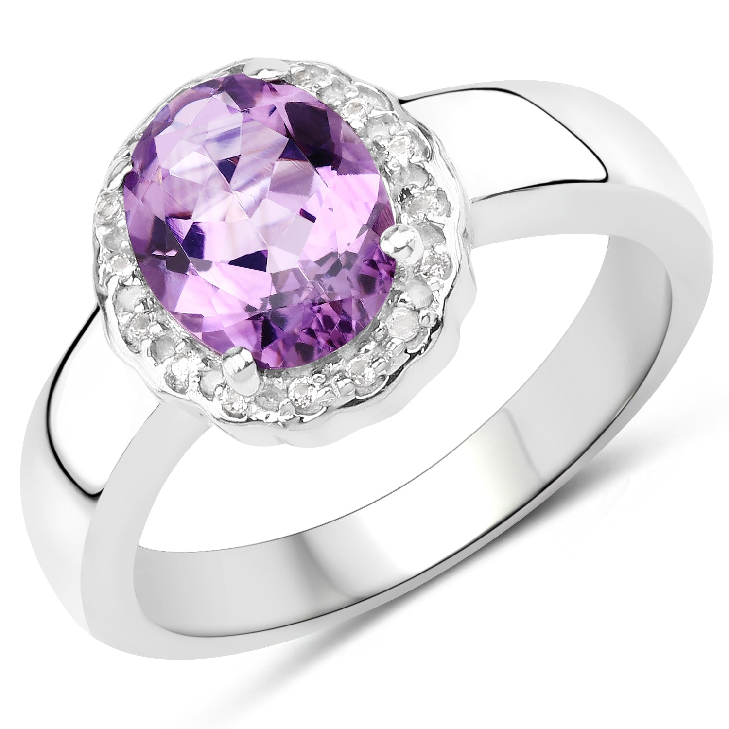 1.68 Carat Genuine Amethyst and White Topaz .925 Sterling Silver Ring by Bids.com