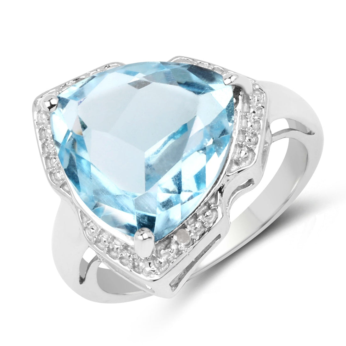 8.30 Carat Genuine Blue Topaz &amp; White Diamond .925 Sterling Silver Ring by Bids.com