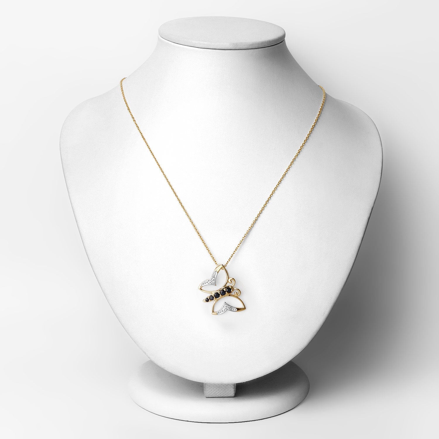 0.56 Carat Genuine Blue Sapphire and White Zircon .925 Sterling Silver Necklace  DestGlow