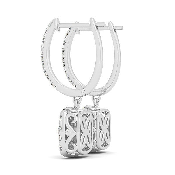 14k White Gold Double Halo Cushion Outer Shaped Diamond Earrings (3/4 cttw) by Bids.com