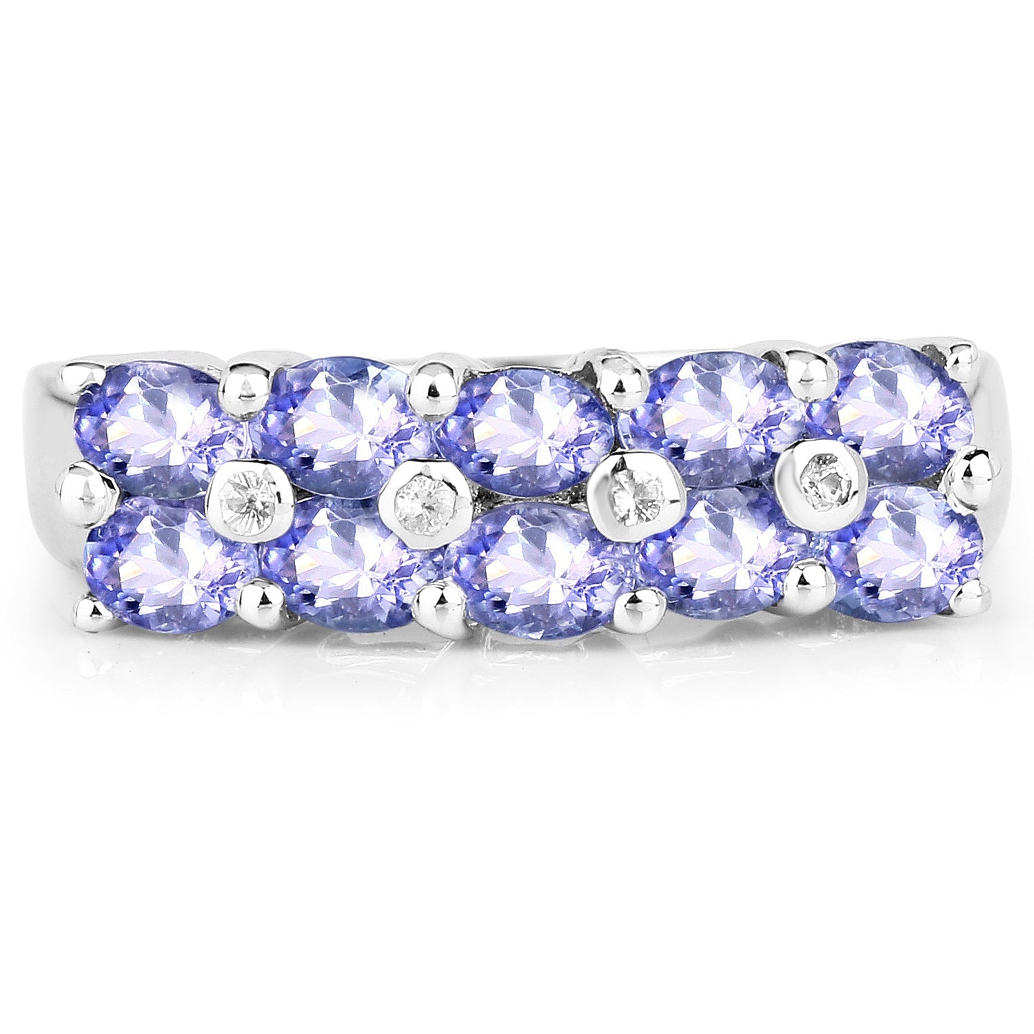 1.76 Carat Genuine Tanzanite and White Sapphire .925 Sterling Silver Ring by Bids.com