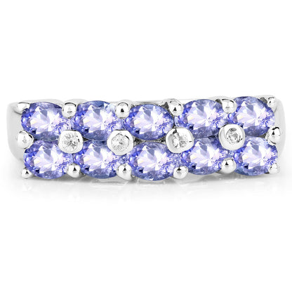 1.76 Carat Genuine Tanzanite and White Sapphire .925 Sterling Silver Ring by Bids.com