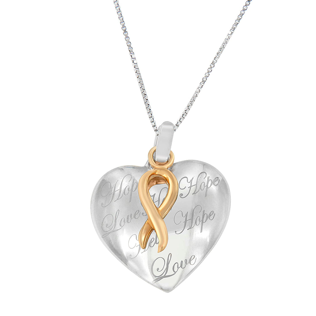 10K Yellow Gold Over Silver Heart Pendant Necklace by Bids.com