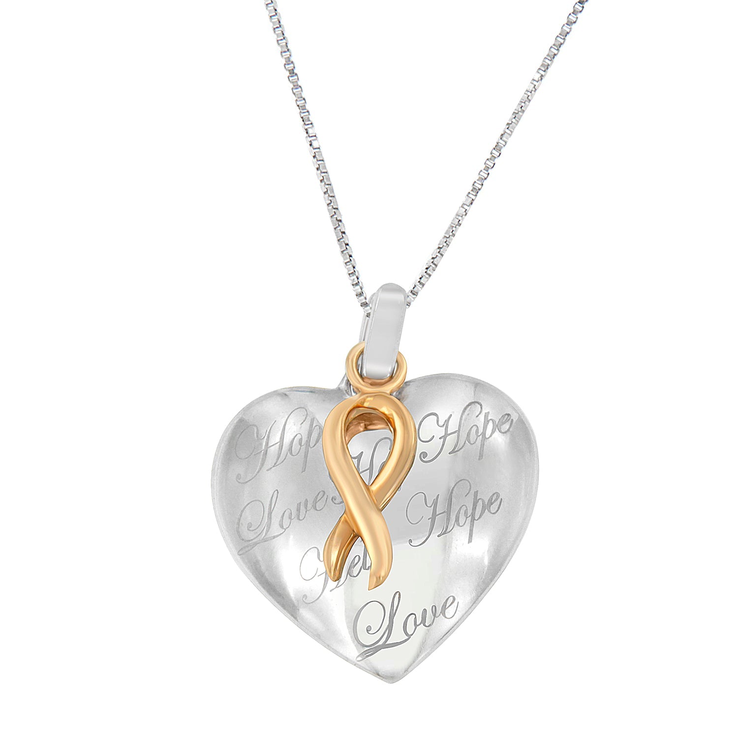 10K Yellow Gold Over Silver Heart Pendant Necklace by Bids.com