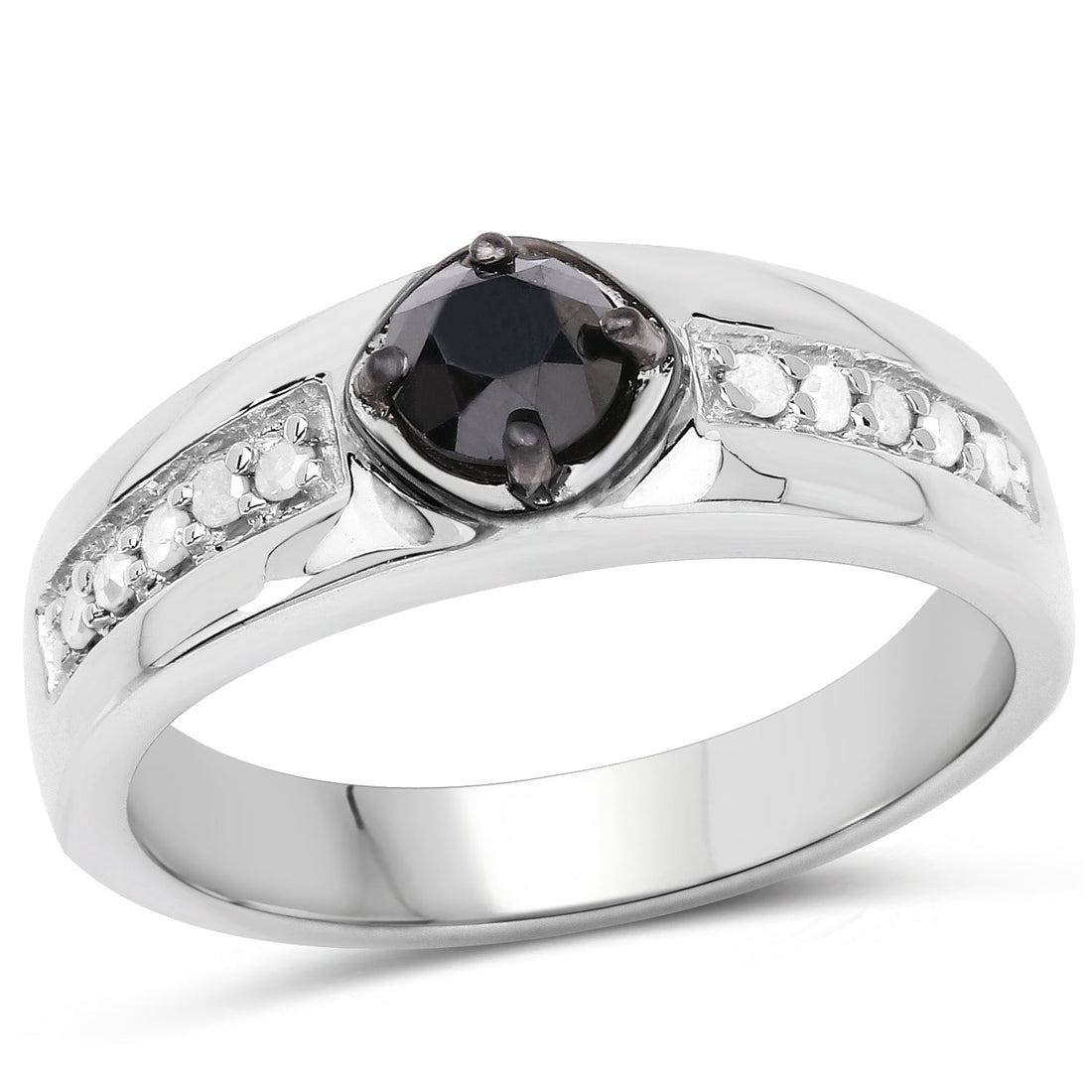 0.65 Carat Genuine Black Diamond and White Diamond .925 Sterling Silver Ring by Bids.com