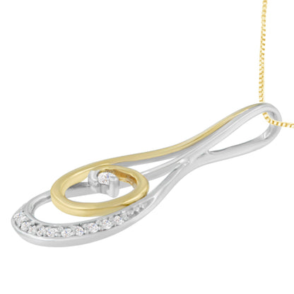 Espira 10K Two-Tone Gold Round Cut Diamond Sparkling Spiral Pendant Necklace (1/6 cttw, J-K Color, I2-I3 Clarity) by Bids.com
