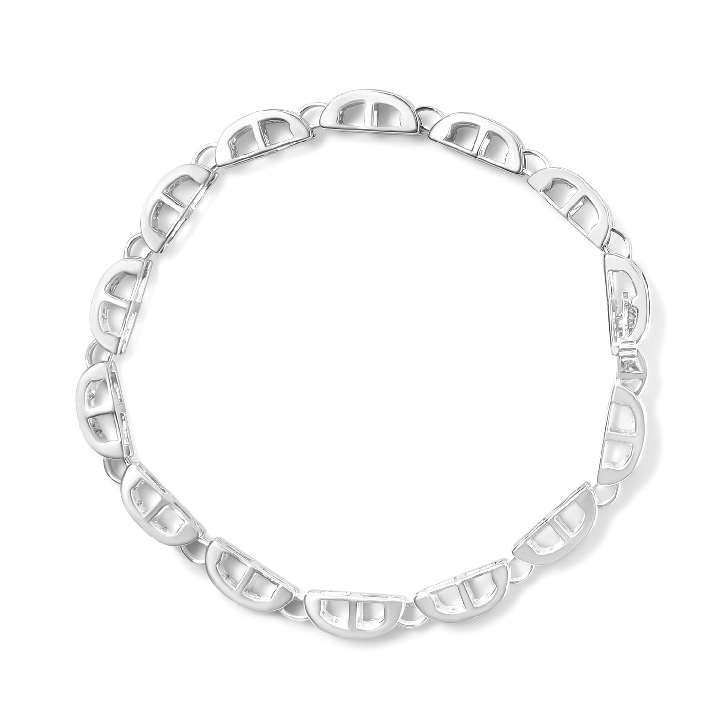 14K White Gold 3.0 Cttw Invisible Set Princess Cut Diamond Link and Buckle 7.25" Tennis Bracelet (I-J Color, I1-I2 Clarity) by Bids.com