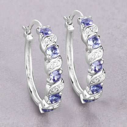 1.08 Carat Genuine Tanzanite and White Topaz .925 Sterling Silver Earrings  DestGlow