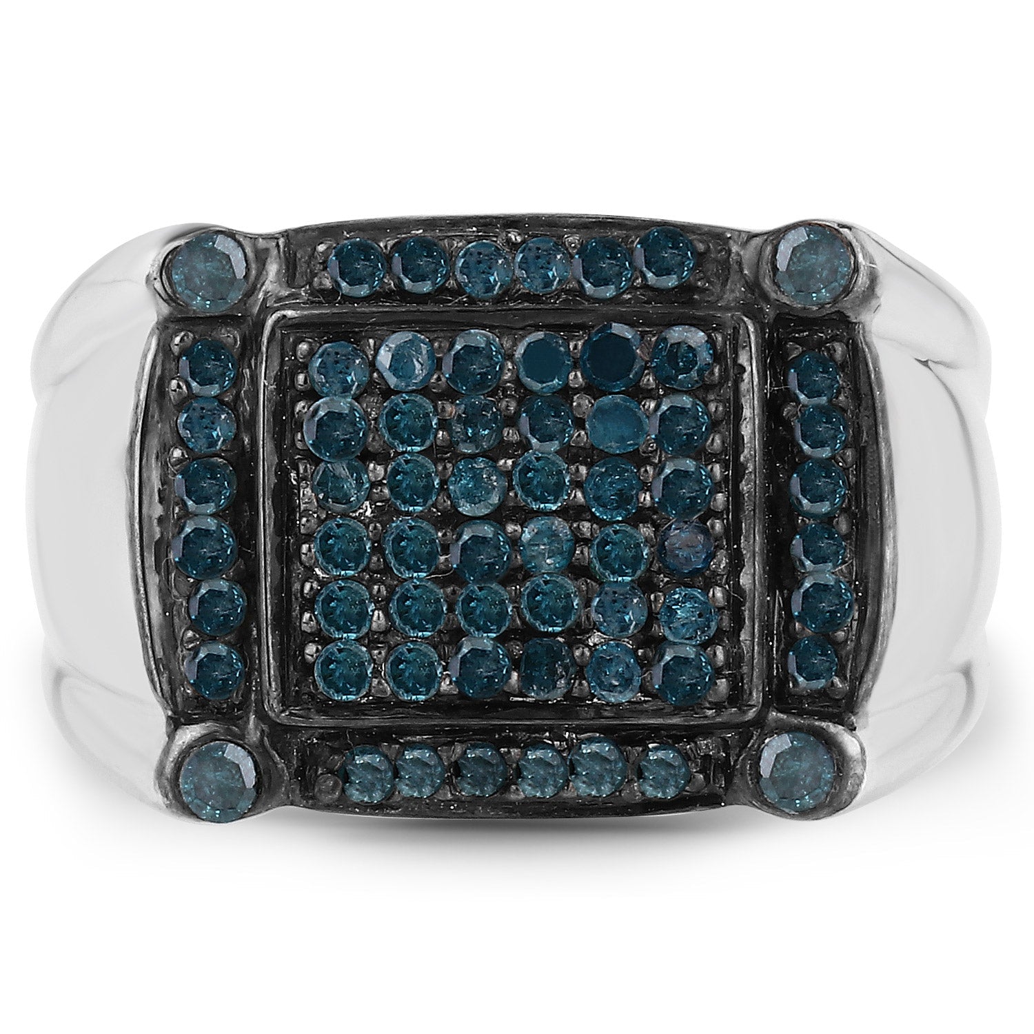 0.81 Carat Genuine Blue Diamond .925 Sterling Silver Ring by Bids.com