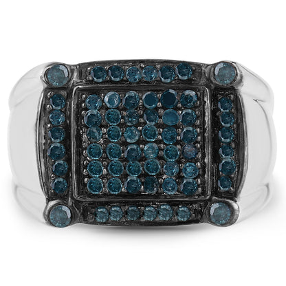 0.81 Carat Genuine Blue Diamond .925 Sterling Silver Ring by Bids.com