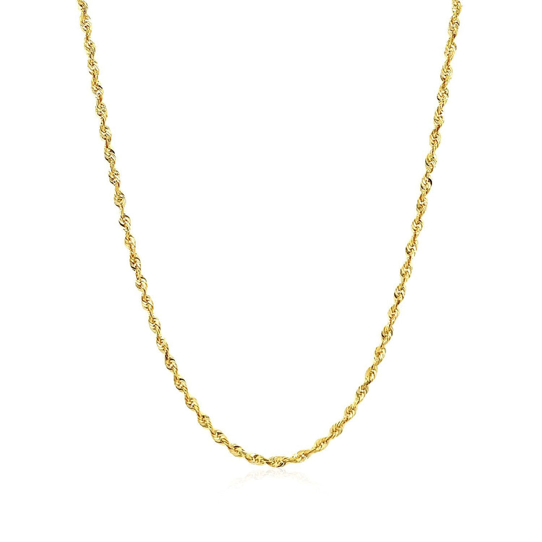 2.0mm 14k Yellow Gold Solid Diamond Cut Rope Chain by Bids.com