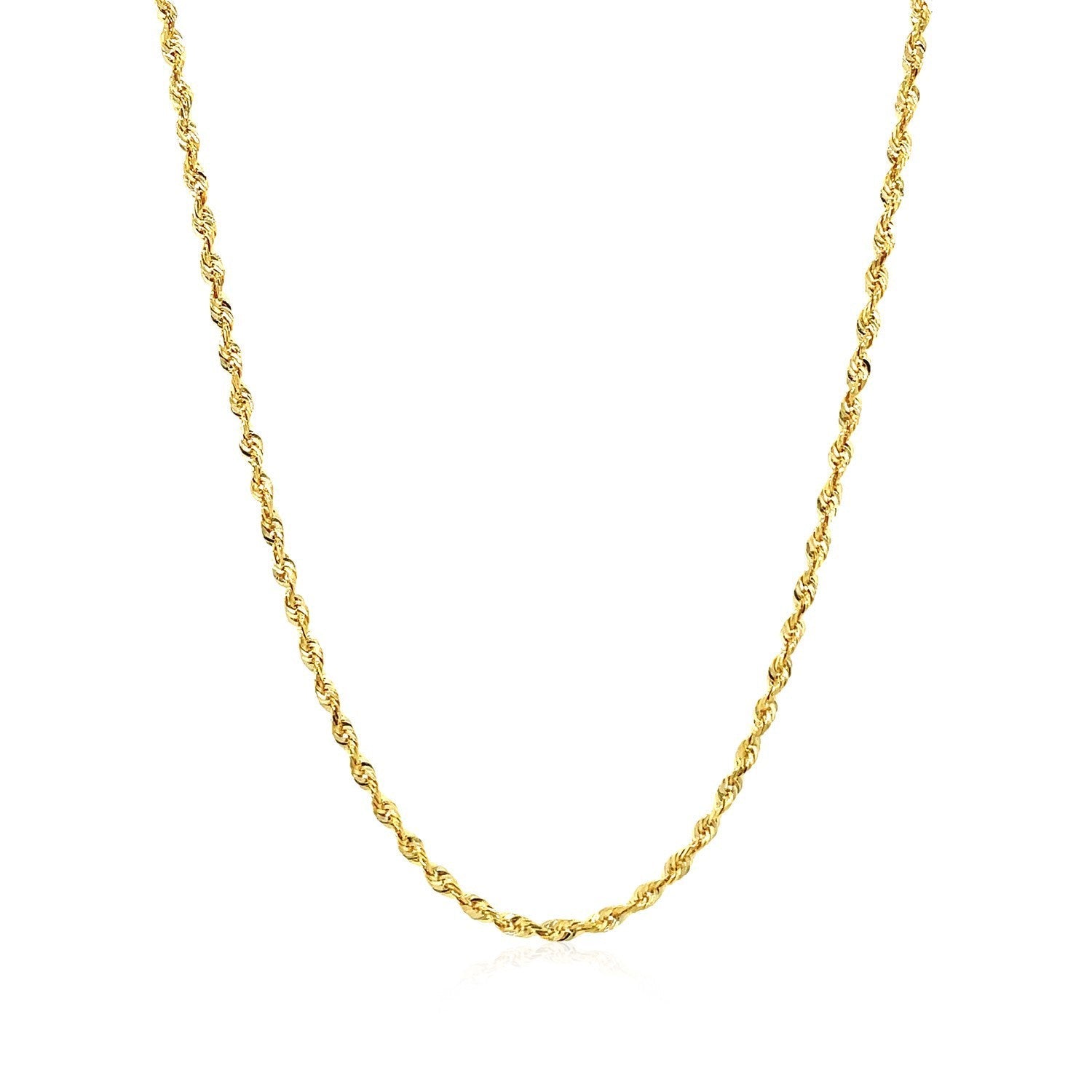 2.0mm 14k Yellow Gold Solid Diamond Cut Rope Chain by Bids.com
