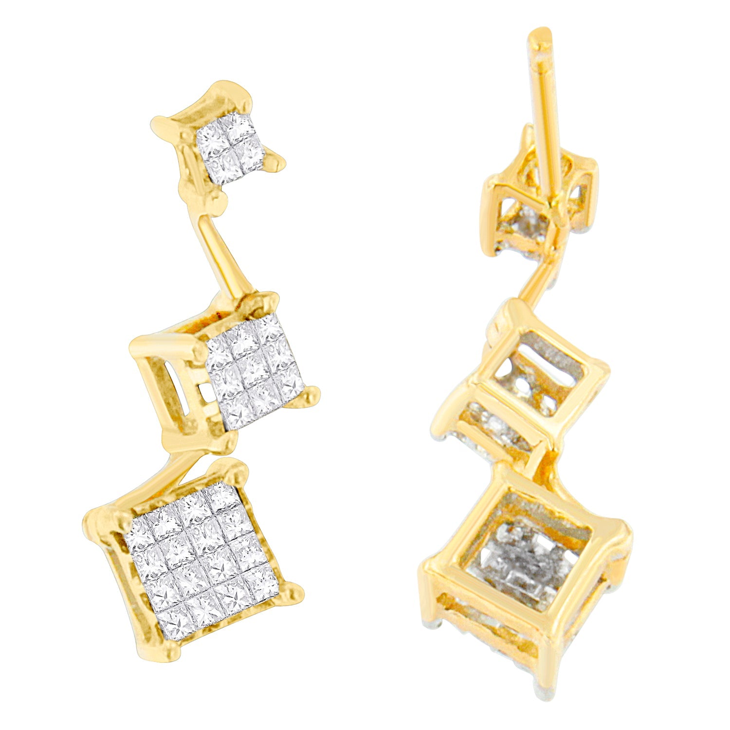 14K Yellow Gold 1 cttw Princess Cut Diamond Earrings (H-I, SI1-SI2) by Bids.com