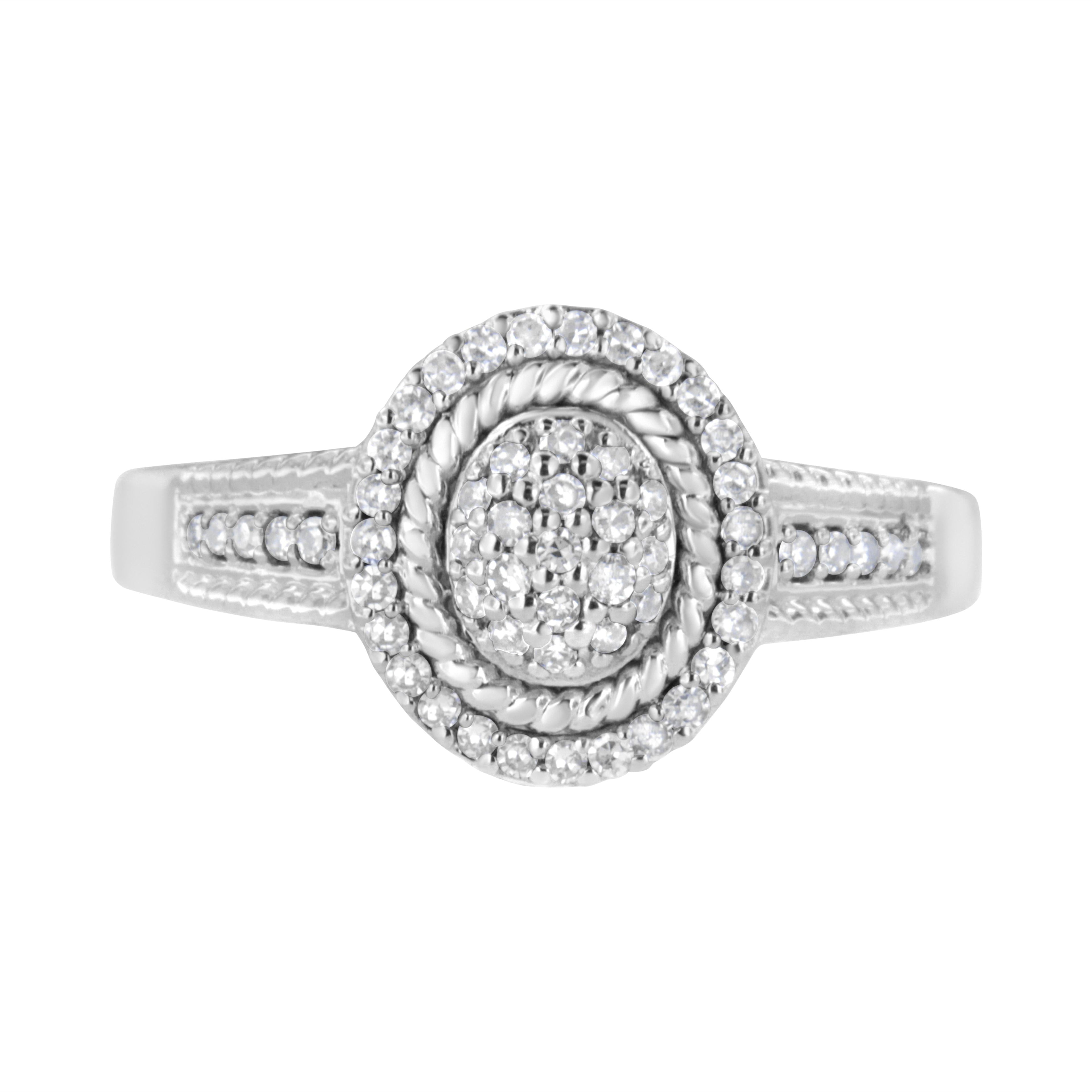 .925 Sterling Silver 1/3 Cttw Pave Set Round-Cut Diamond Braided Halo Cocktail Ring (I-J Color, I2-I3 Clarity) - Size 7 by Bids.com