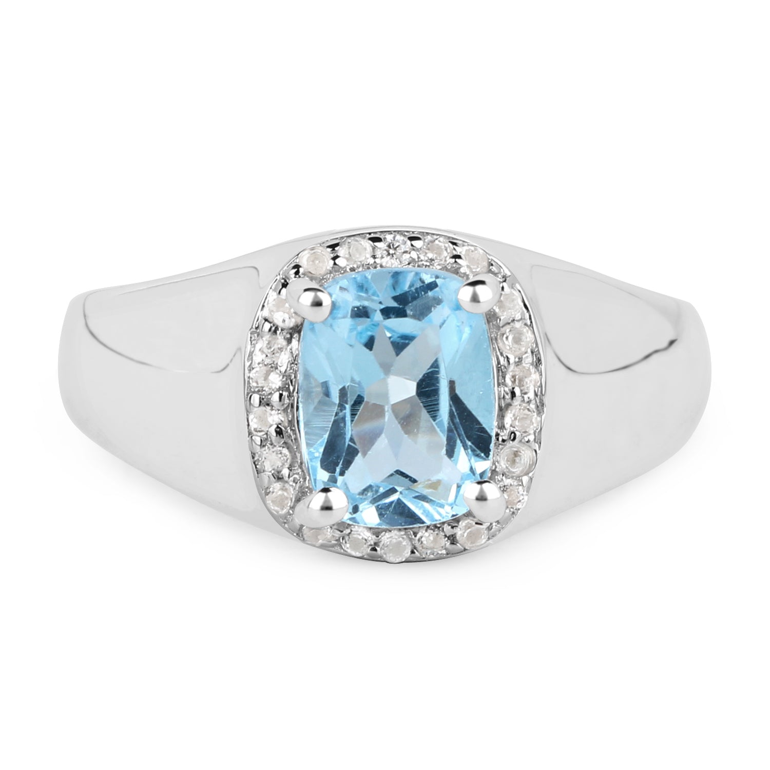 1.62 Carat Genuine Blue Topaz and White Topaz .925 Sterling Silver Ring by Bids.com