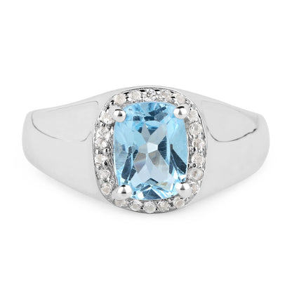 1.62 Carat Genuine Blue Topaz and White Topaz .925 Sterling Silver Ring by Bids.com