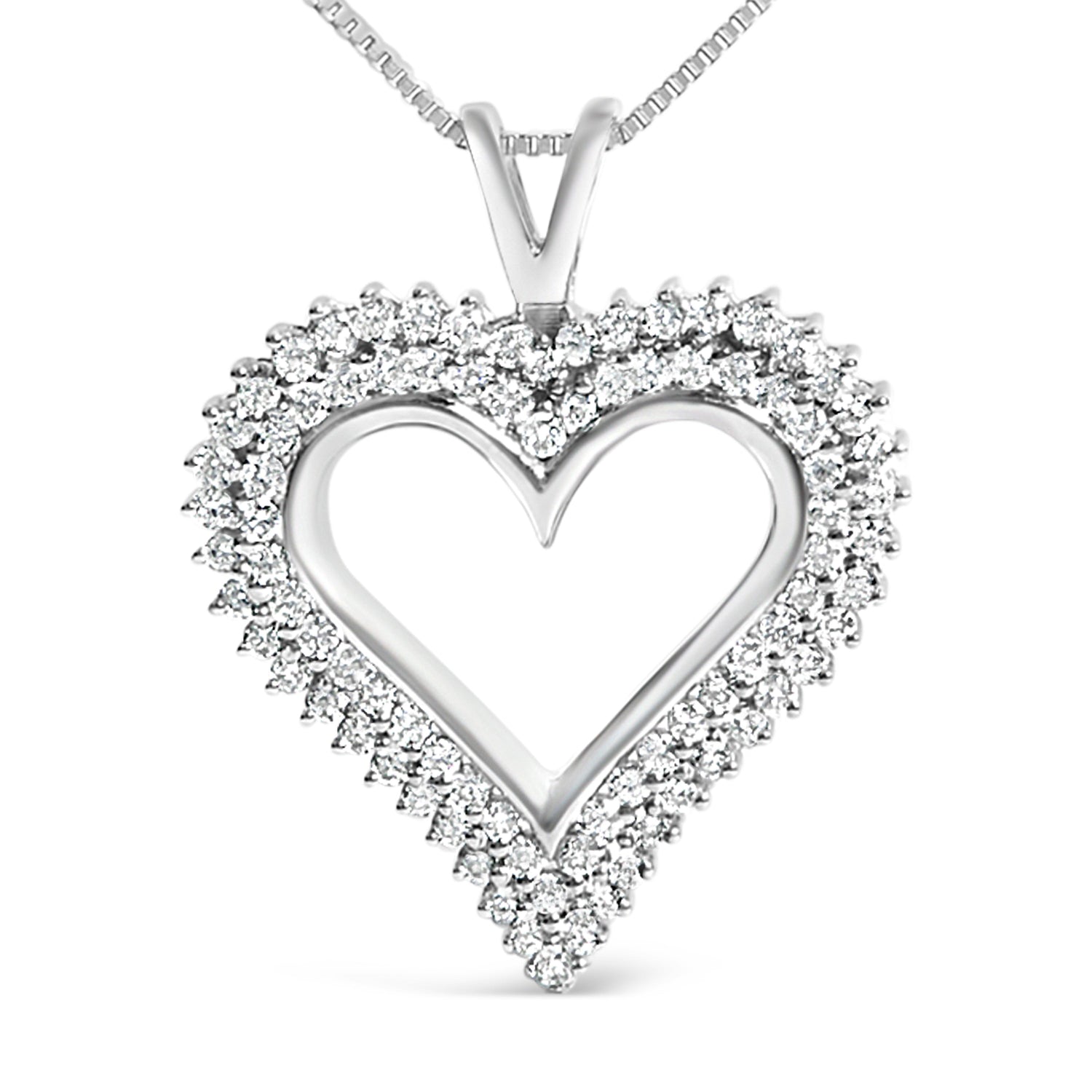 .925 Sterling Silver 1.00 Cttw Lab-Grown Diamond Open Heart Pendant Necklace (F-G Color, VS1-VS2 Clarity) - 18" Inches by Bids.com