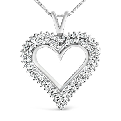 .925 Sterling Silver 1.00 Cttw Lab-Grown Diamond Open Heart Pendant Necklace (F-G Color, VS1-VS2 Clarity) - 18" Inches by Bids.com