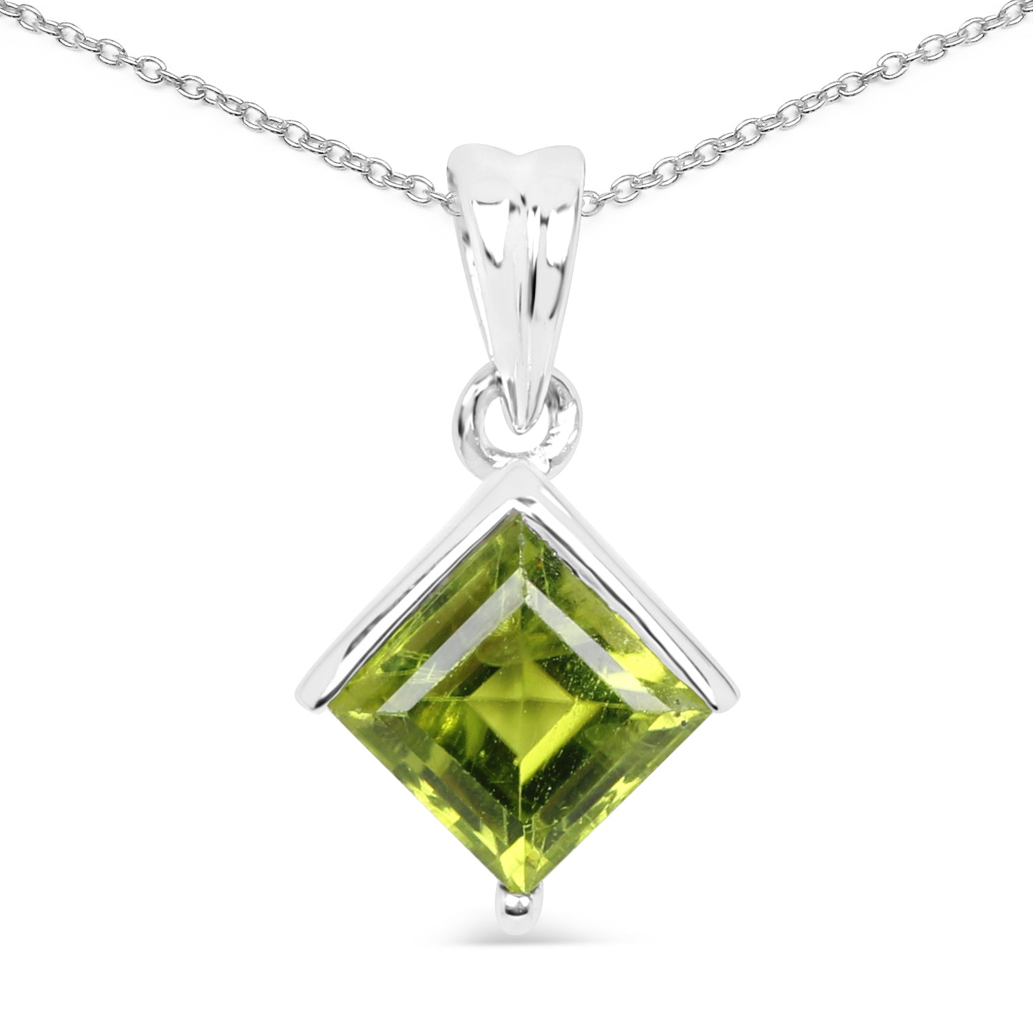 1.56 Carat Genuine Peridot .925 Sterling Silver Pendant  DestGlow