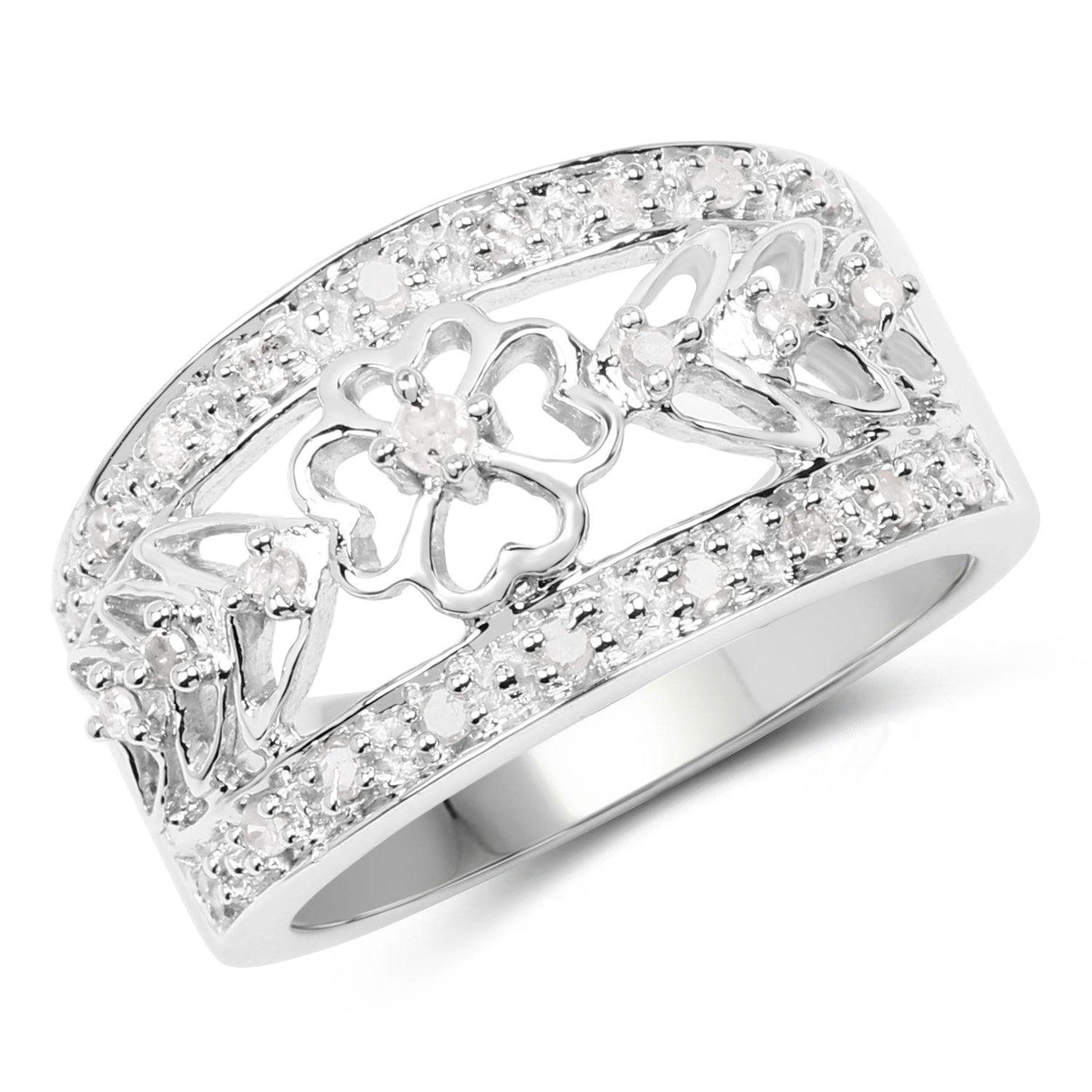 0.31 Carat Genuine White Diamond .925 Sterling Silver Ring by Bids.com