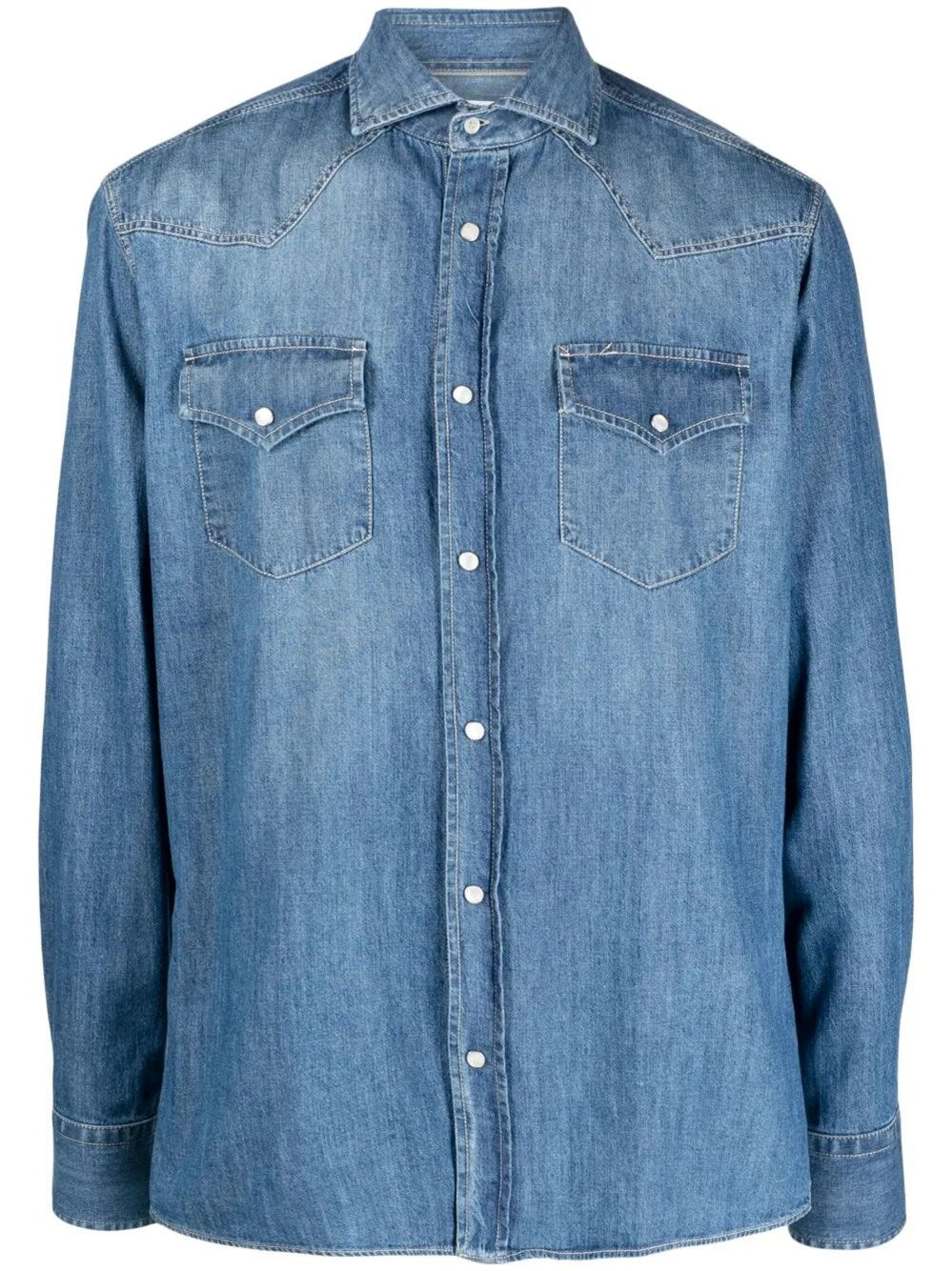 Brunello Cucinelli Men Denim Shirt by Luosophy