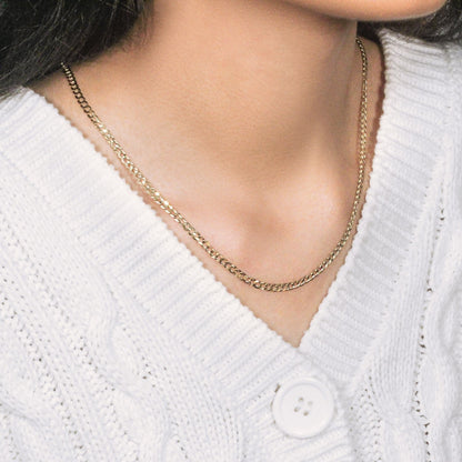 14k Yellow Gold Solid Curb Chain (3.20 mm)  DestGlow