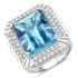 13.924 Carat Genuine Aquamarine and White Diamond 14K White Gold Ring by Bids.com