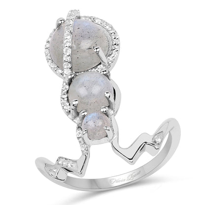 2.79 Carat Genuine Labradorite And White Topaz .925 Sterling Silver Ring by Bids.com
