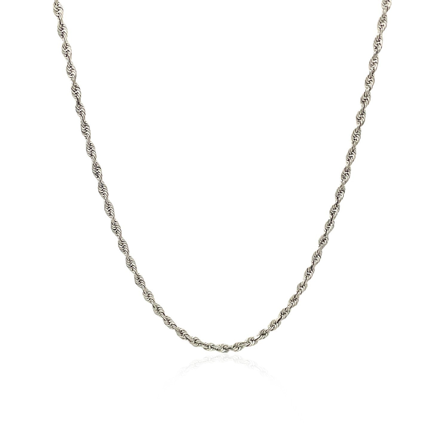 10k White Gold Solid Diamond Cut Rope Chain 1.5mm by Bids.com
