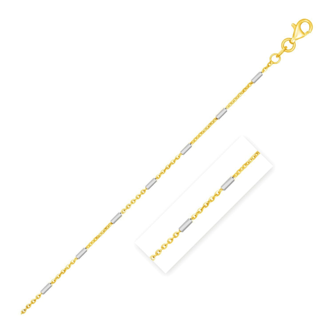 Bar Links Pendant Chain in 14k Two Tone Gold (1.4mm) by Bids.com