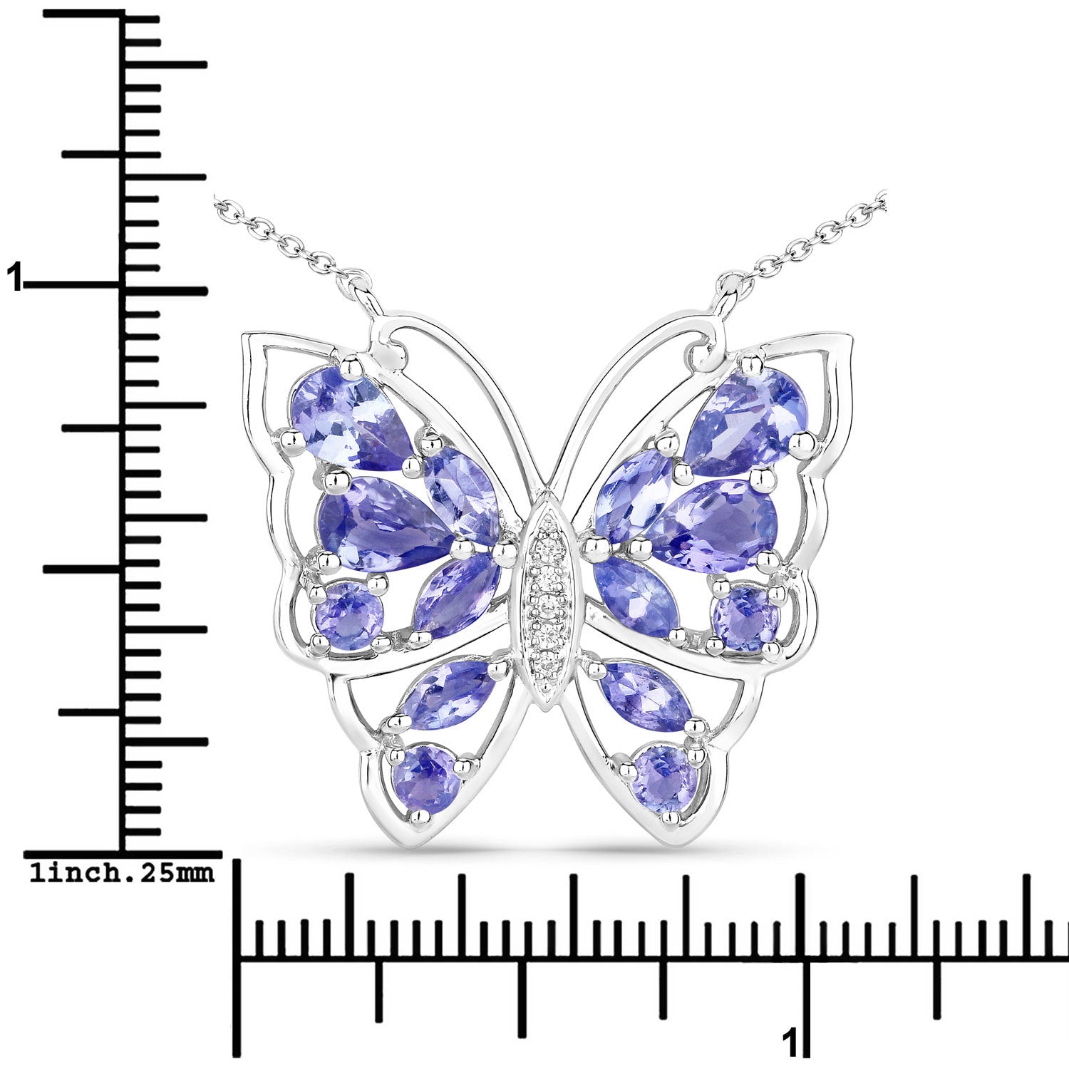 2.76 Carat Genuine Tanzanite and White Zircon .925 Sterling Silver Necklace by Bids.com