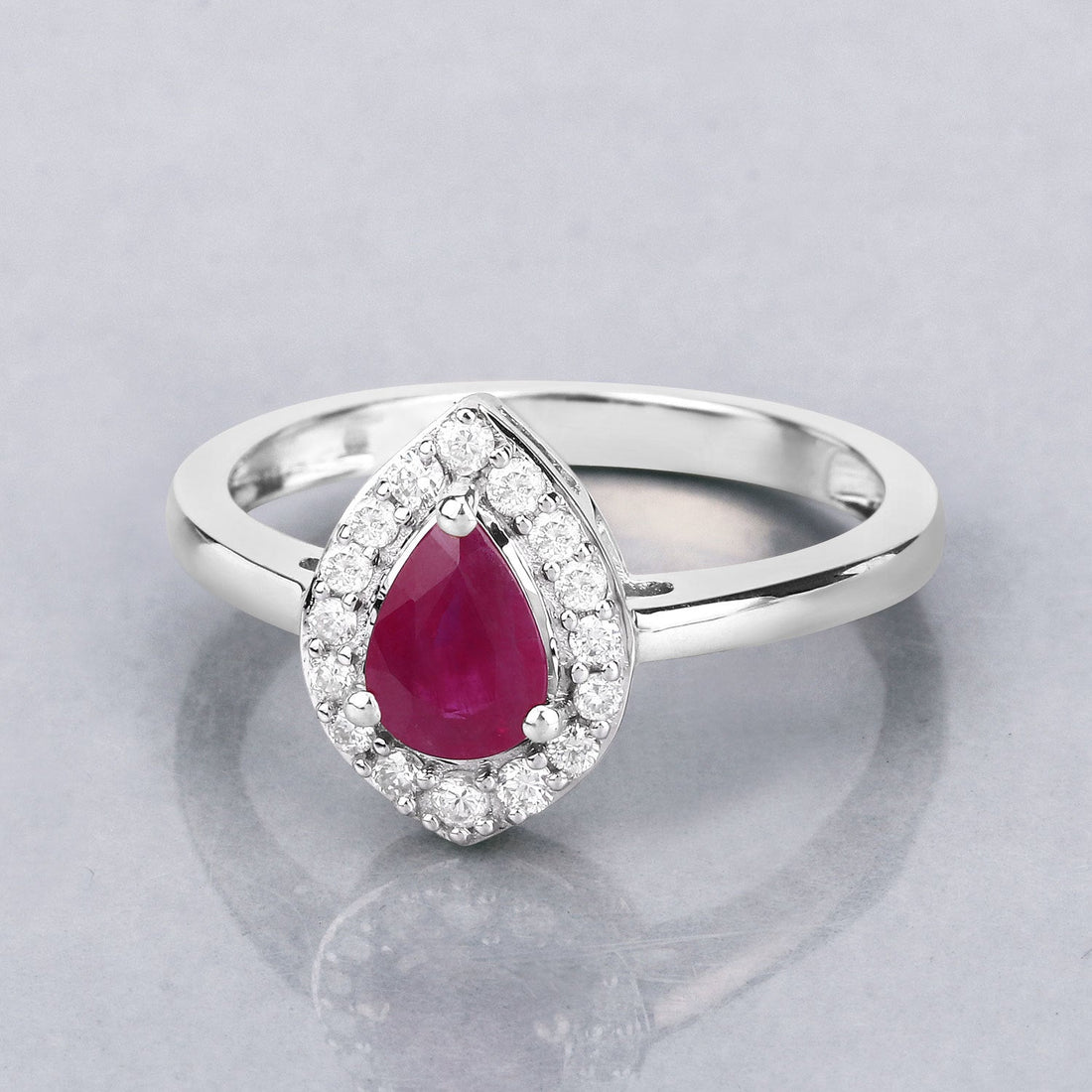 0.92 Carat Genuine Ruby and White Diamond 14K White Gold Ring by Bids.com