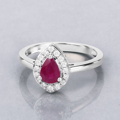 0.92 Carat Genuine Ruby and White Diamond 14K White Gold Ring by Bids.com