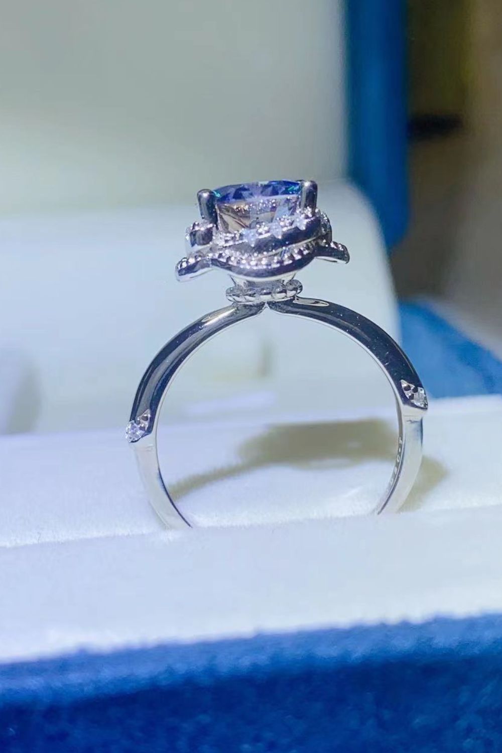 2 Carat Blue Sparkala™ Contrast Platinum Over Pure Sterling Silver Ring by Sparkala