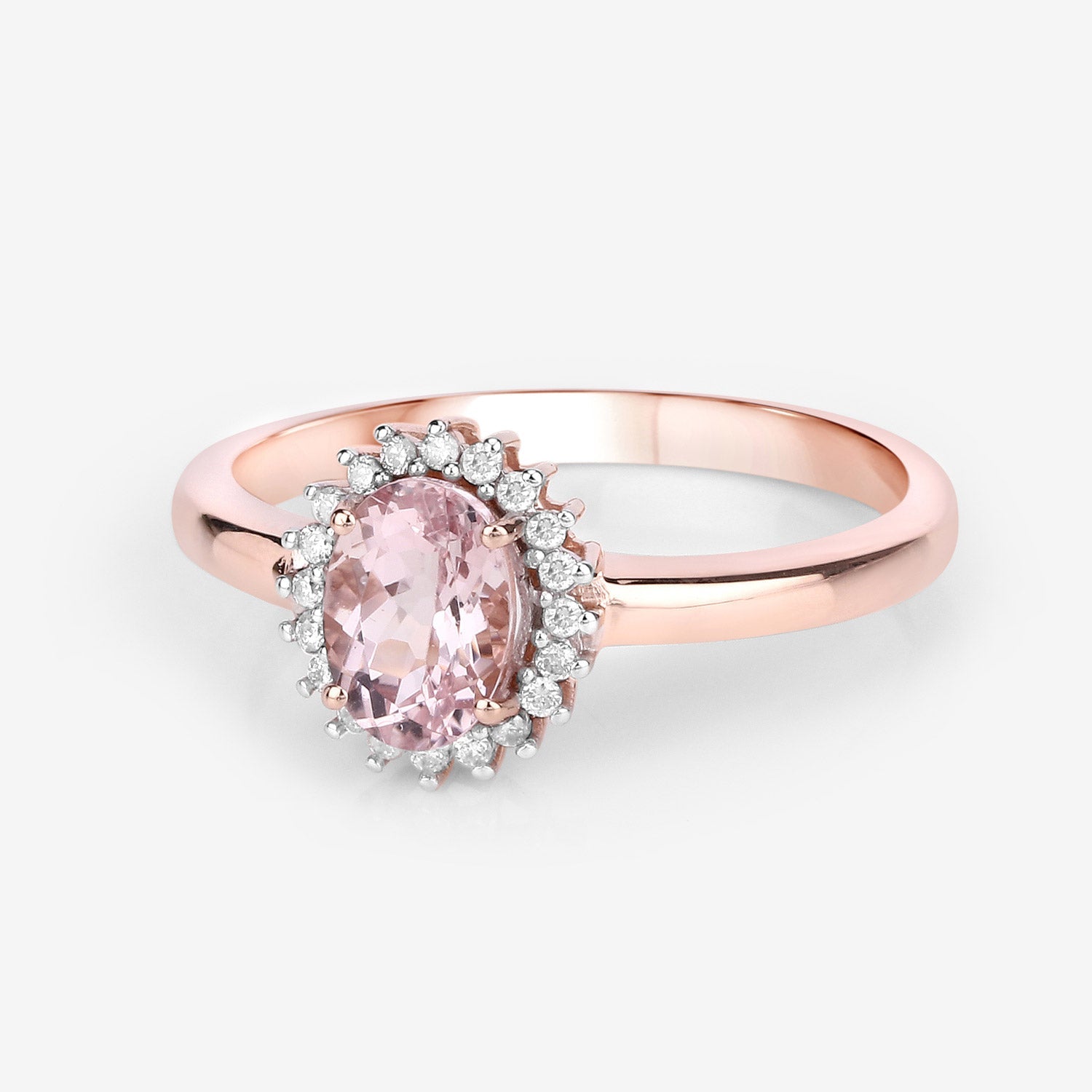0.81 Carat Genuine Morganite and White Diamond 14K Rose Gold Ring by Bids.com