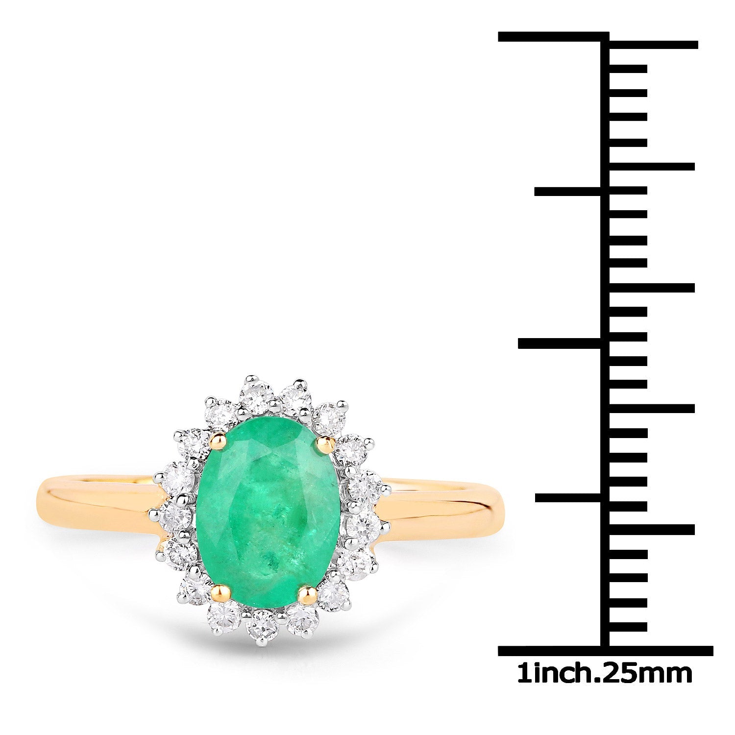 1.39 Carat Genuine Zambian Emerald and White Diamond 10K Yellow Gold Ring by Bids.com