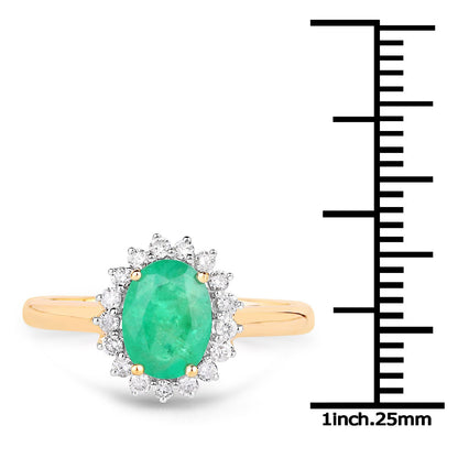 1.39 Carat Genuine Zambian Emerald and White Diamond 10K Yellow Gold Ring by Bids.com