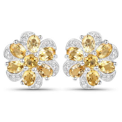 7.92 Carat Genuine Citrine and White Topaz .925 Sterling Silver 3 Piece Jewelry Set (Ring, Earrings, and Pendant w/ Chain) by Bids.com