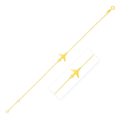 14K Yellow Gold Airplane Bracelet by Bids.com