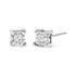 .925 Sterling Silver 1/2 Cttw Miracle Set Princess-cut Diamond Solitaire Stud Earrings (H-I Color, SI2-I1 Clarity) by Bids.com