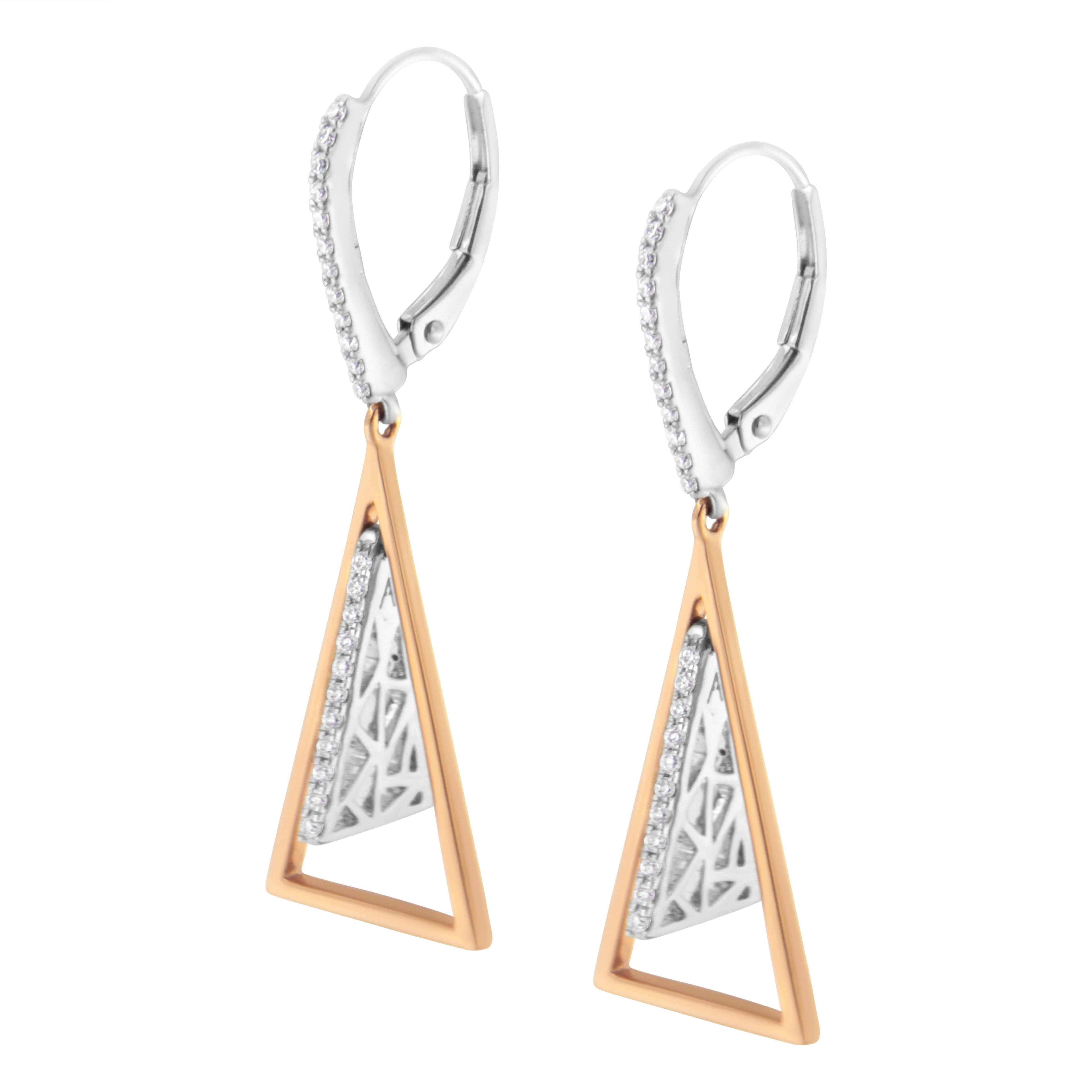 14K Rose and White Gold 3/8 Cttw Diamond Windchime Drop and Dangle Earring (G-H Color, SI1-SI2 Clarity) by Bids.com